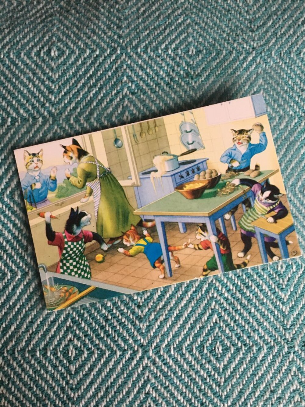 Vintage Alfred Mainzer Anthropomorphic Food Fight Postcard